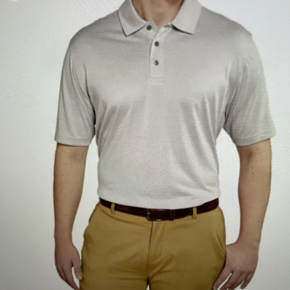 Bolle Men's Performance Short Sleeve Polo Golf Shirt, Textured Glacier Grey XL